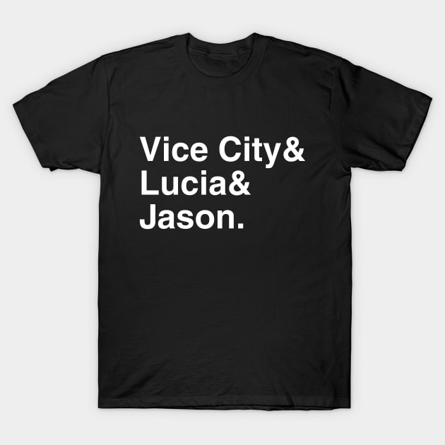 GTA VI Vice City & Lucia & Jason. (White) T-Shirt by foozler